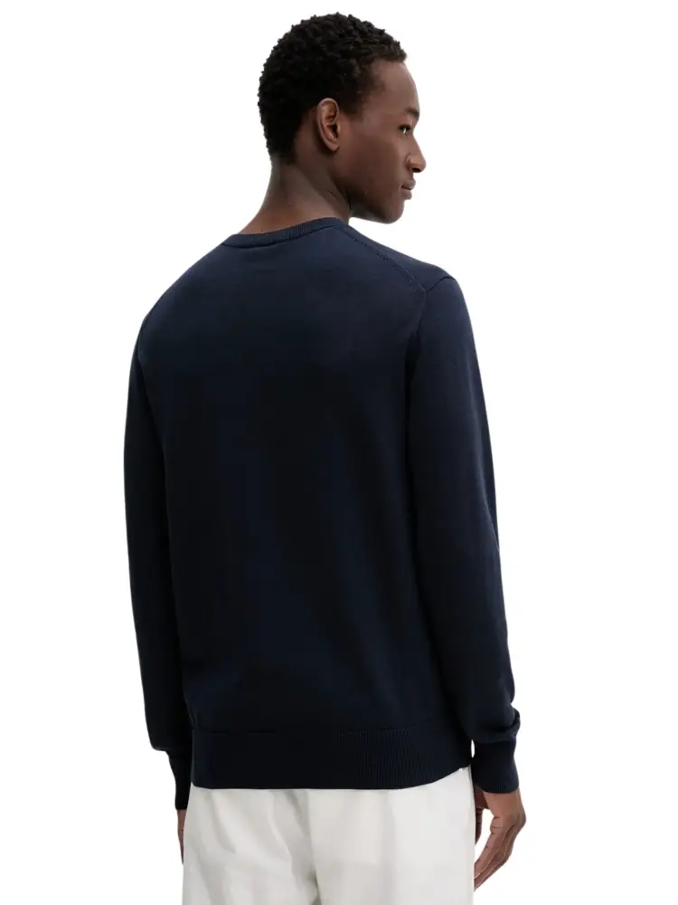 maglia blu navy uomo in cotone mini logo ricamato sul petto miniatura 3