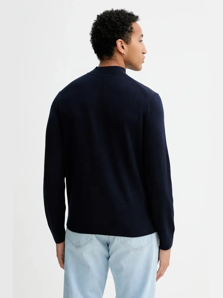 maglia blu navy uomo in lana mini logo sul petto miniatura 2