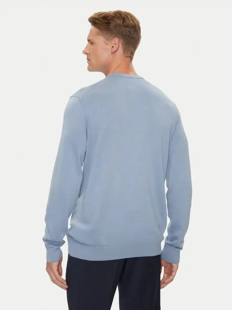 Calvin Klein maglia celeste uomo in cotone girocollo mini logo sul petto miniatura 2