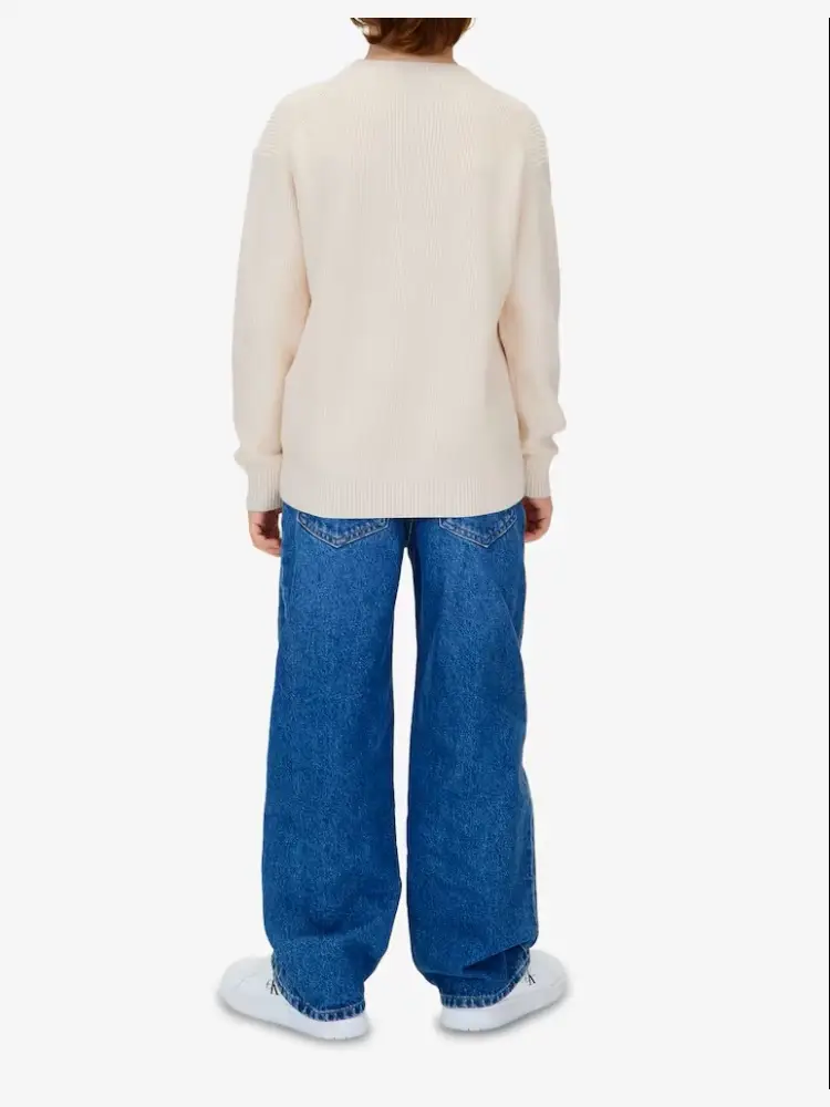 maglia crema bambino in cotone maxi logo sul davanti miniatura 2