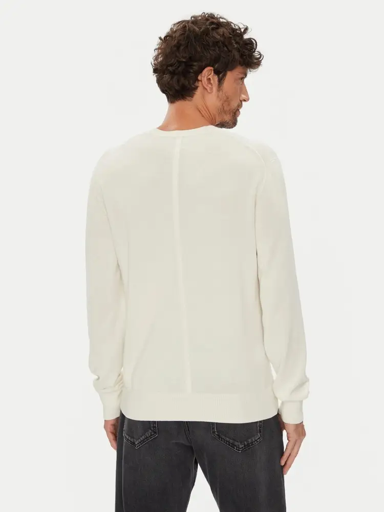 maglia crema uomo in cotone mini logo sul petto miniatura 2