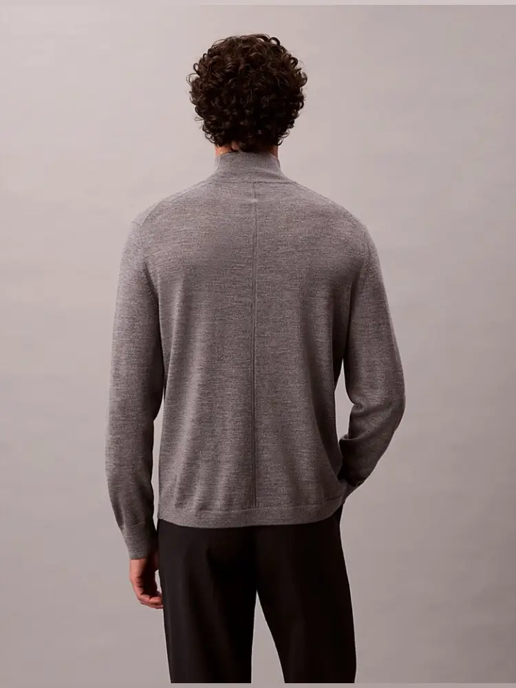 maglia grigia uomo in lana mini logo sul petto miniatura 2