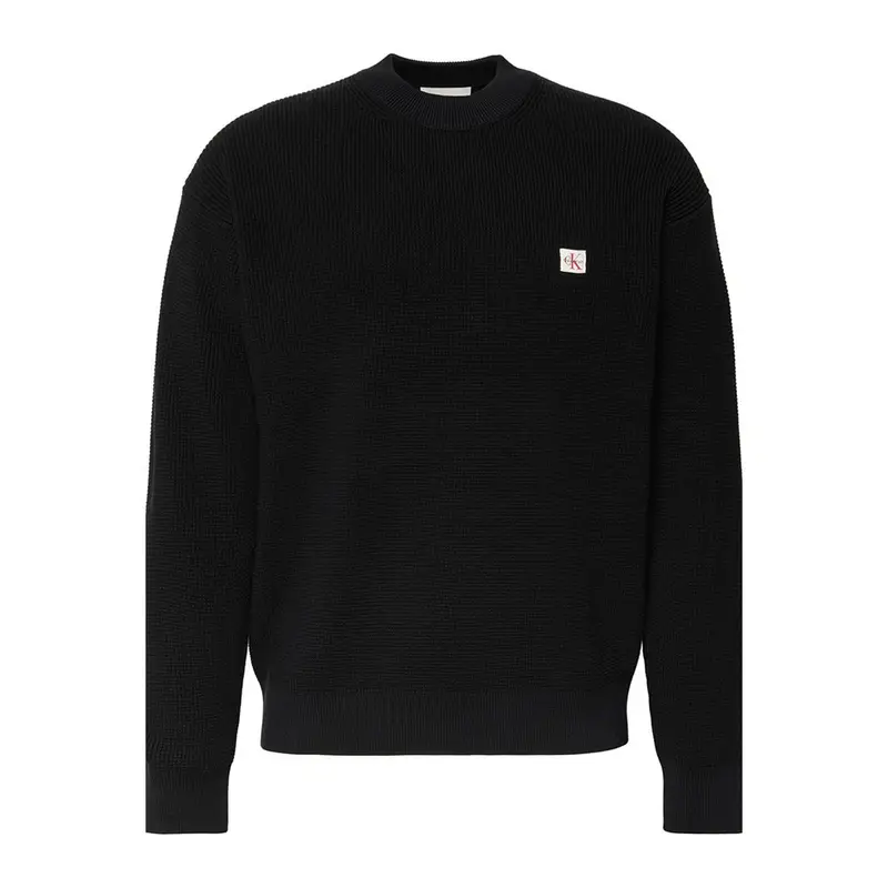 Maglia Maniche Lunghe Girocollo Waffle Nero Uomo XS