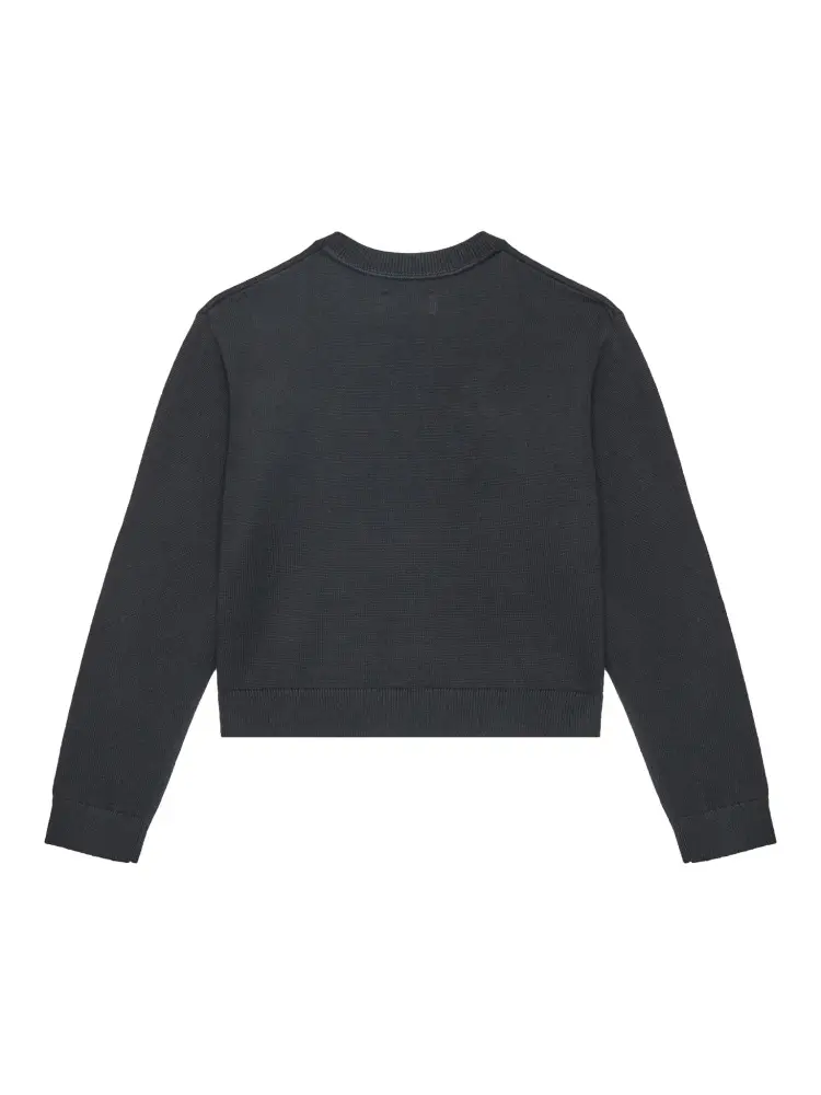 maglia nera bambina in cotone logo lettering sul davanti miniatura 2