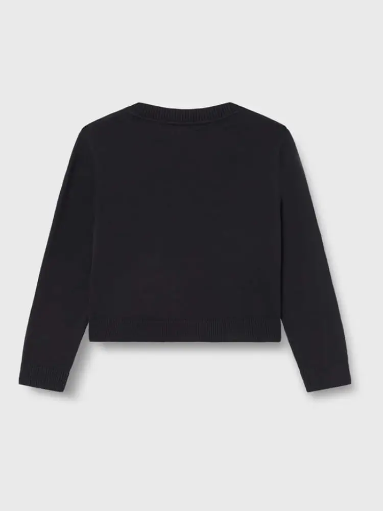 maglia nera bambina logo sul davanti miniatura 2