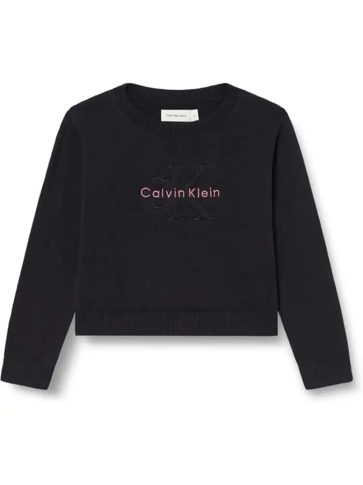 maglia nera bambina logo sul davanti