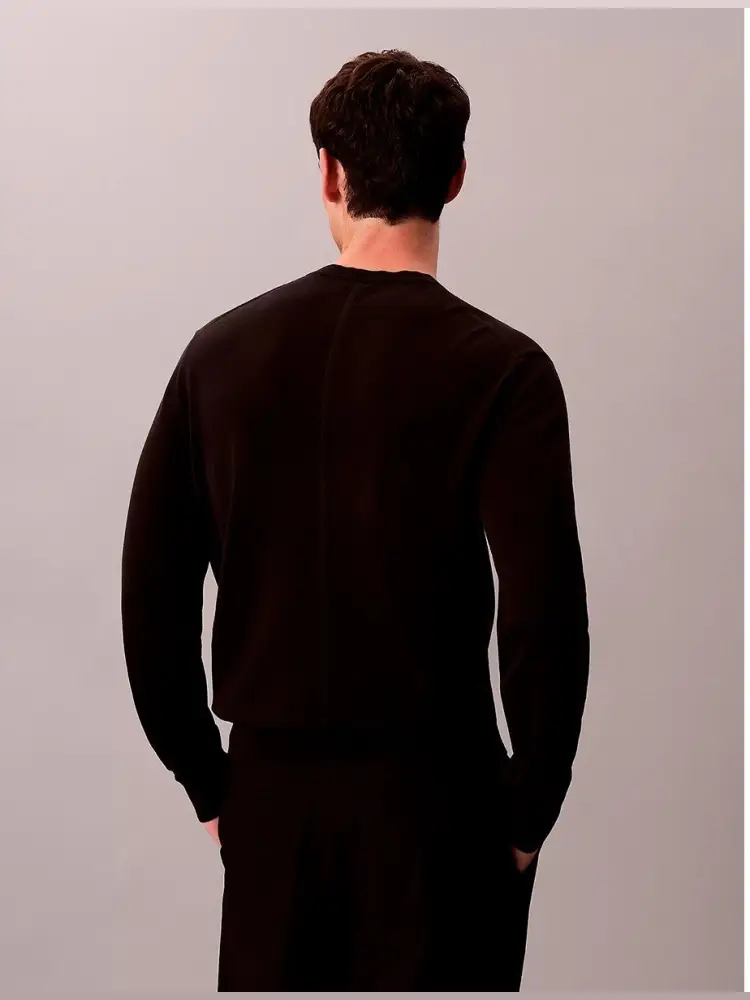 maglia nera uomo in cotone micro logo sul petto miniatura 3