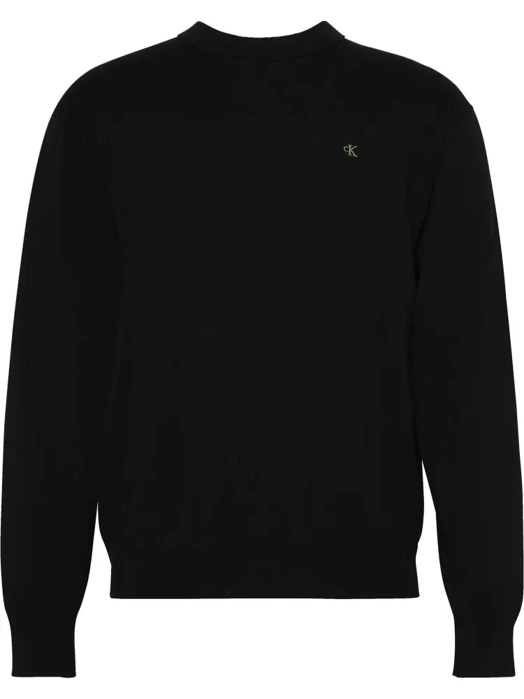 maglia nera uomo in cotone mini logo sul petto miniatura 2