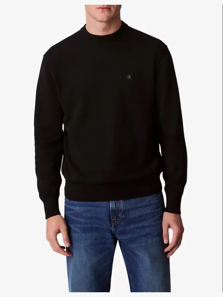 maglia nera uomo in cotone mini logo sul petto