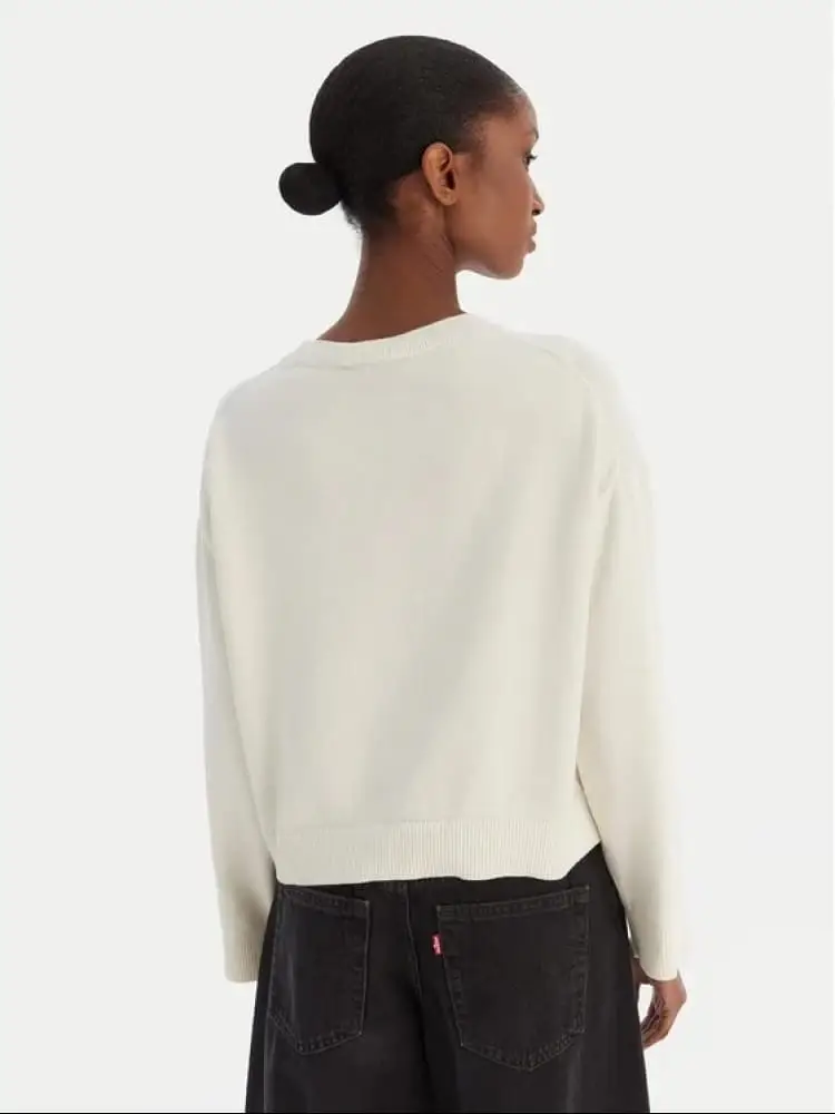 maglia panna donna con logo miniatura 2