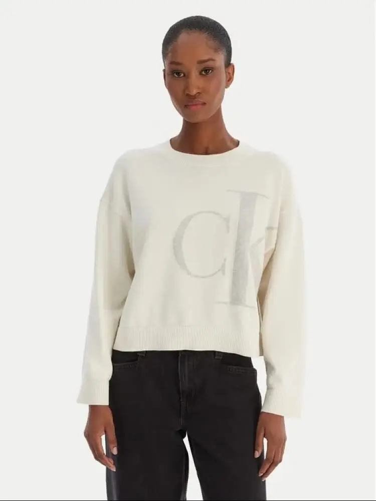 maglia panna donna con logo