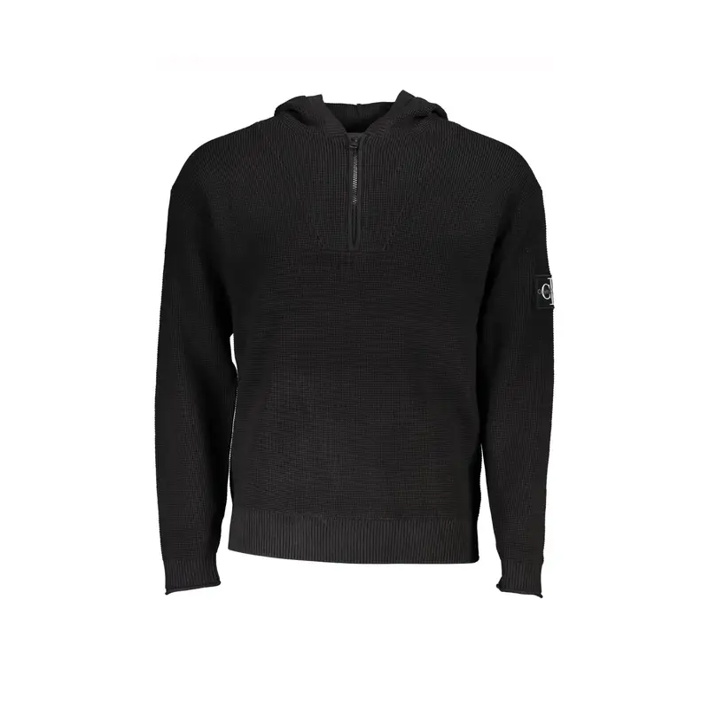 Maglia Uomo Nera Mezzo Zip Logo Nero