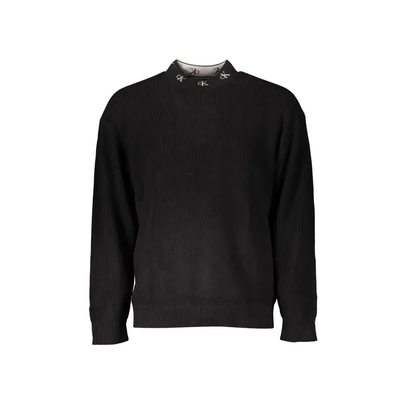 Maglia Uomo Nera Ricamo Logo Nero