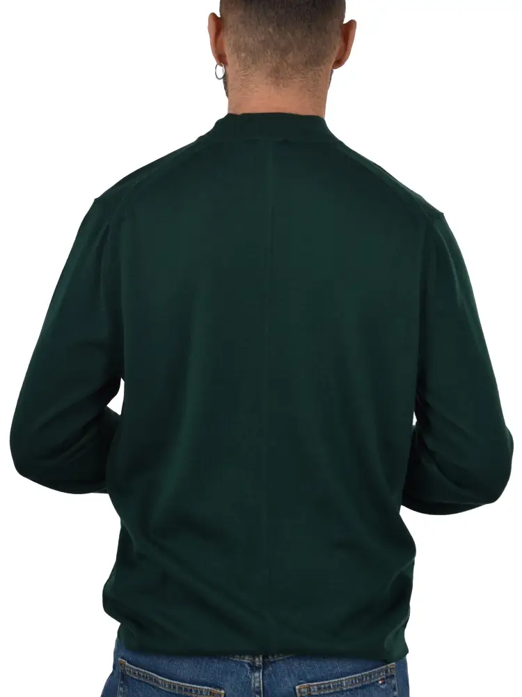 maglia verde bosco uomo in lana mini logo sul petto miniatura 2