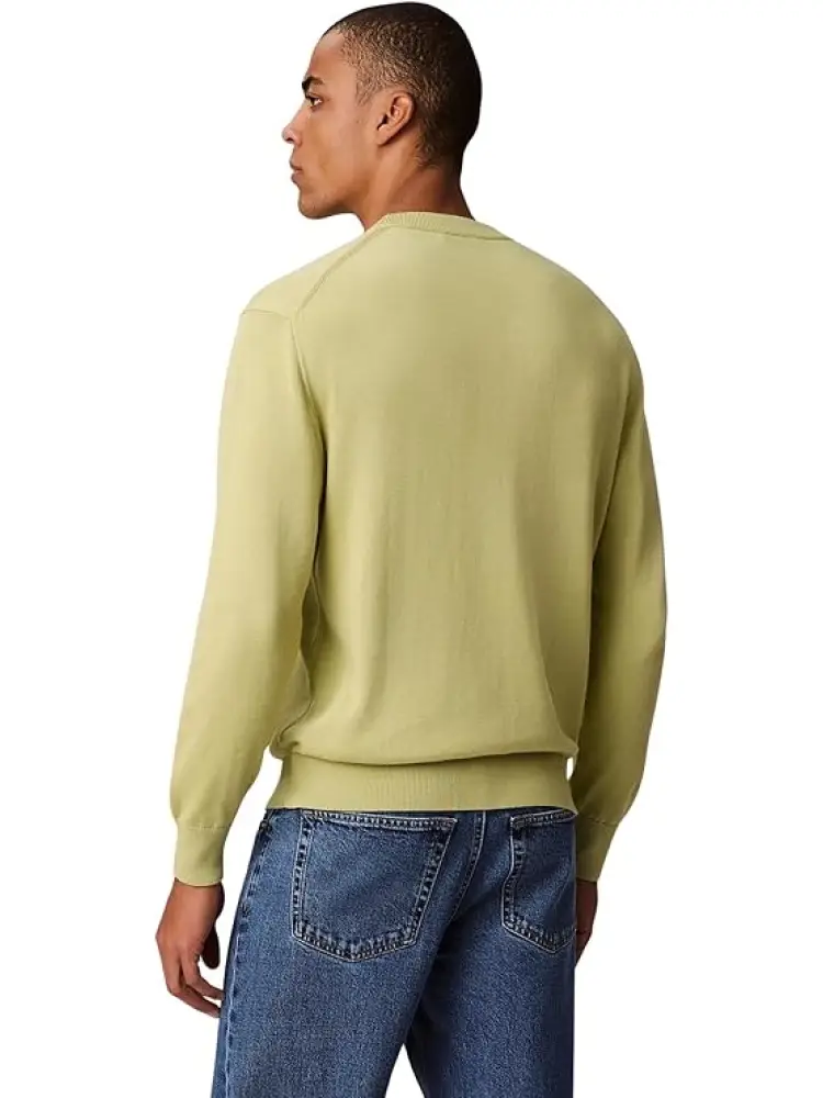 maglia verde chiaro uomo in cotone mini logo sul petto miniatura 2