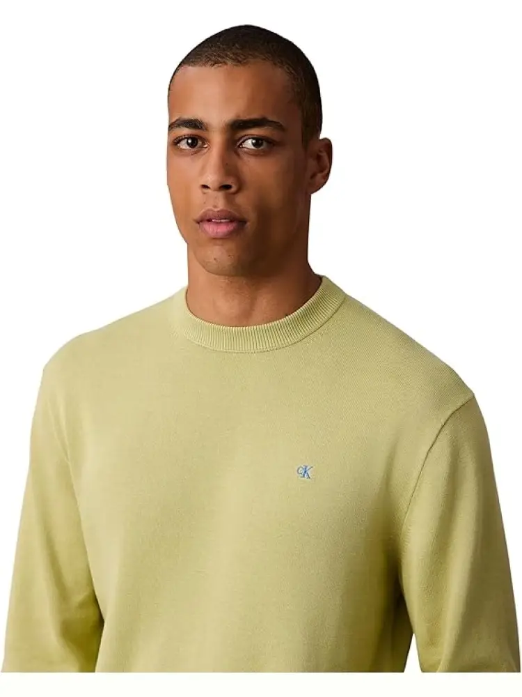 maglia verde chiaro uomo in cotone mini logo sul petto miniatura 3