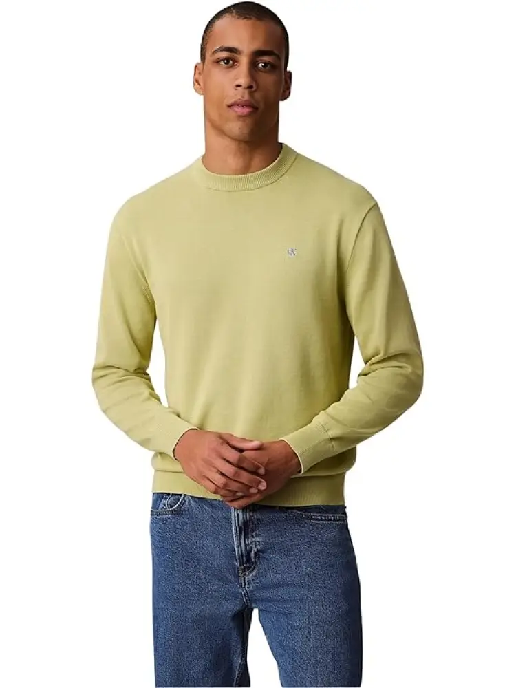 maglia verde chiaro uomo in cotone mini logo sul petto