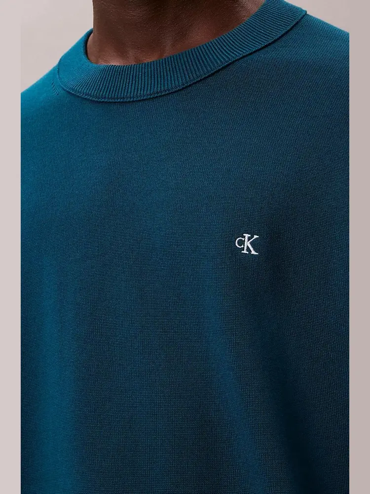 maglia verde scuro uomo in cotone mini logo sul petto miniatura 2