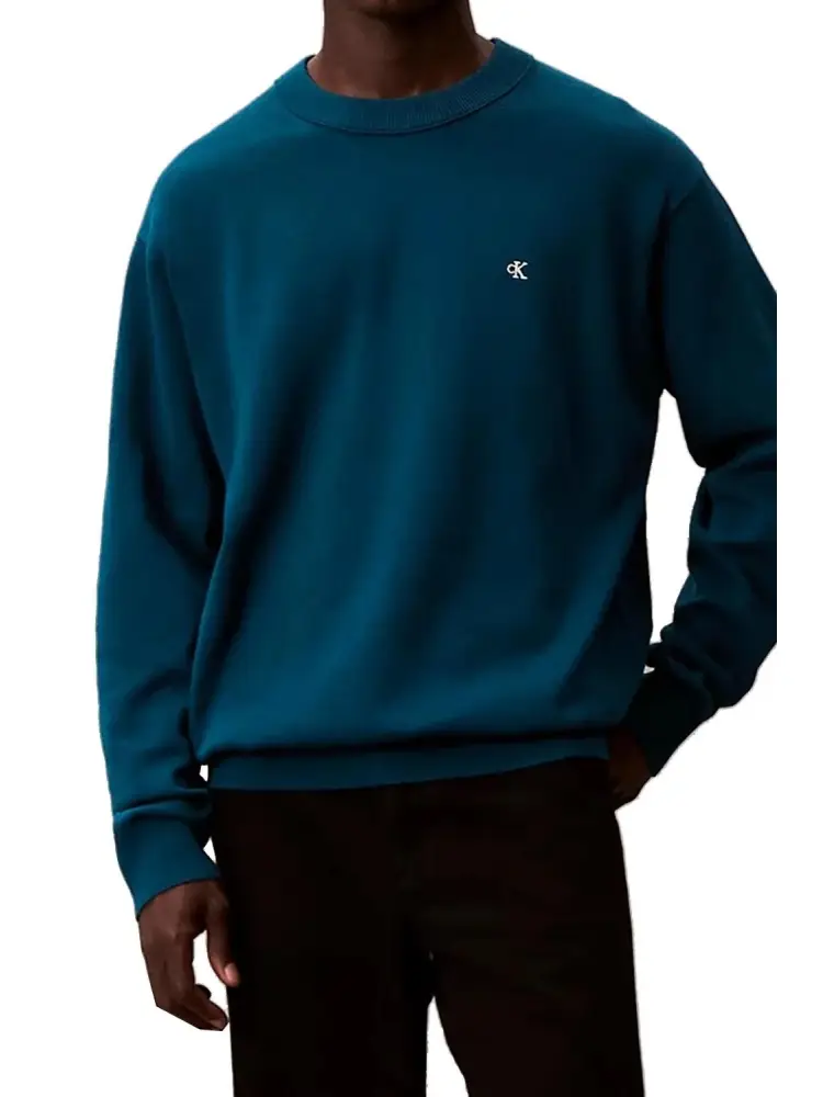 maglia verde scuro uomo in cotone mini logo sul petto