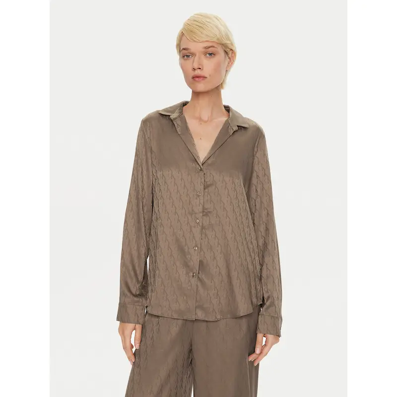 Maglietta del pigiama Buttondown 000QS7302E Marrone Regular Fit