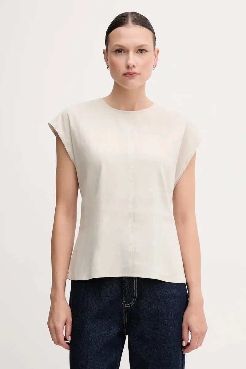 maglietta di lino donna colore beige LV044B120G