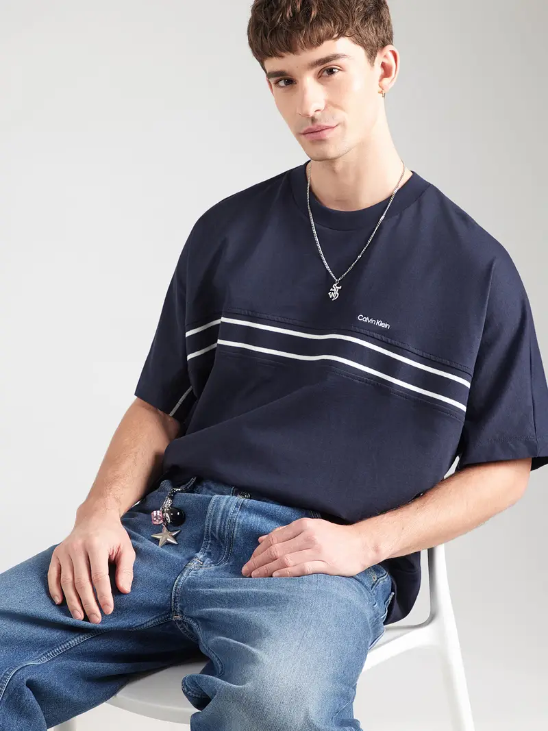 Maglietta marino / bianco miniatura 3