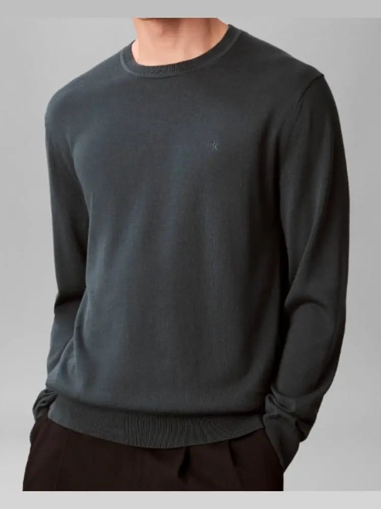 maglioncino a girocollo grigio con micrologo