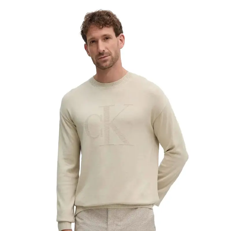 Maglioncino Logo Centrale Avorio Uomo L