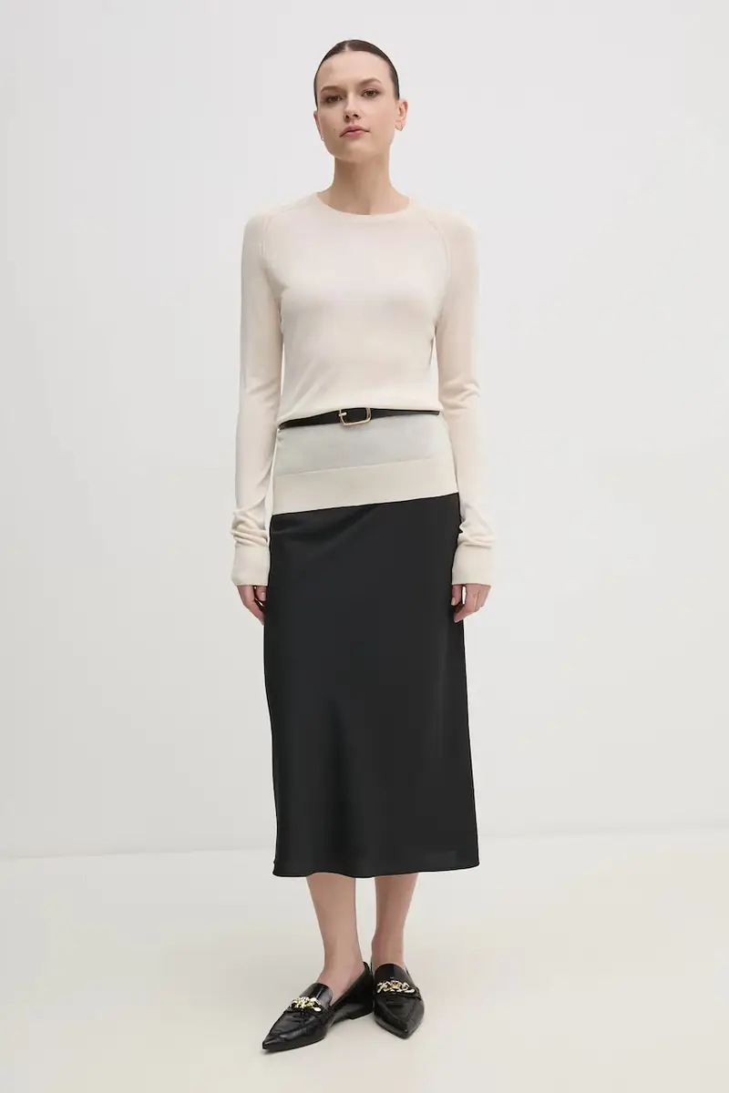 maglione con aggiunta di seta colore beige K20K208199 miniatura 2