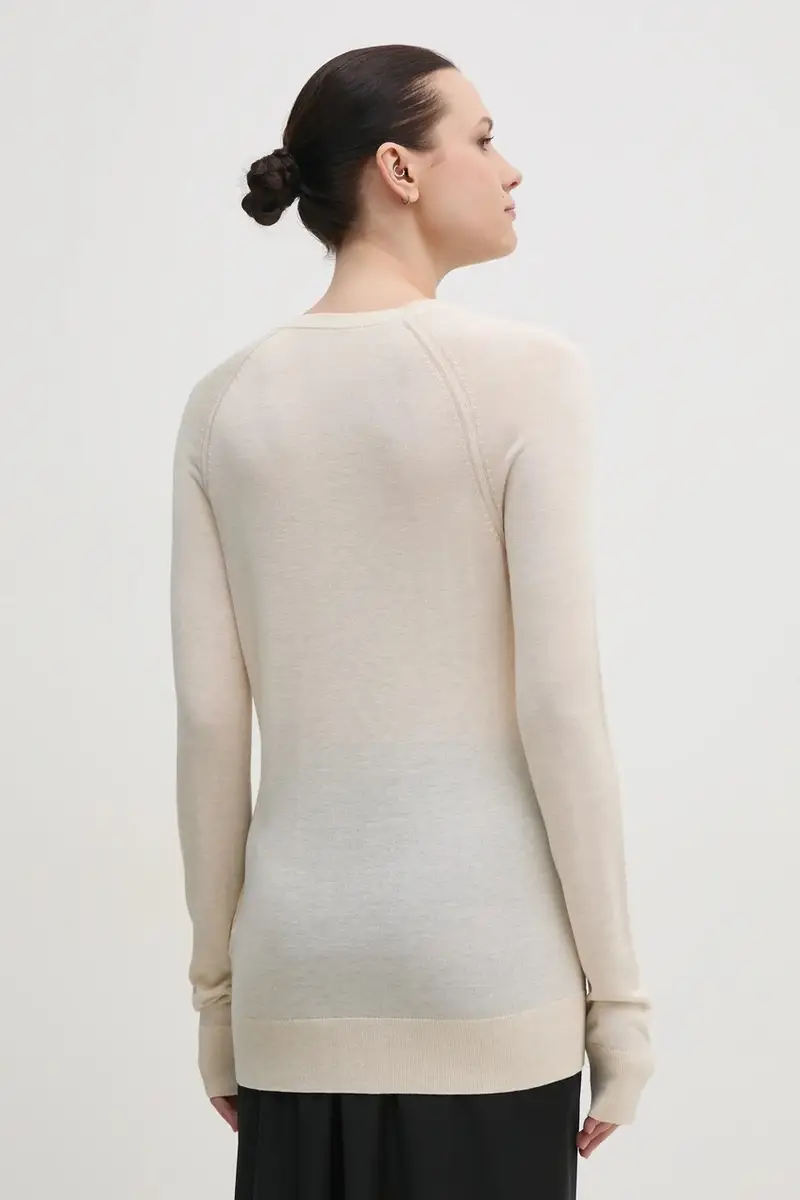 maglione con aggiunta di seta colore beige K20K208199 miniatura 3