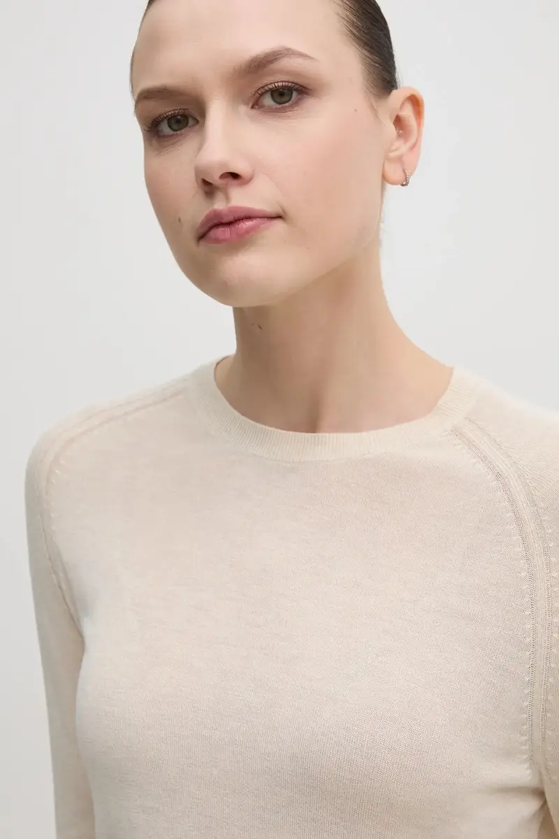 maglione con aggiunta di seta colore beige K20K208199 miniatura 4