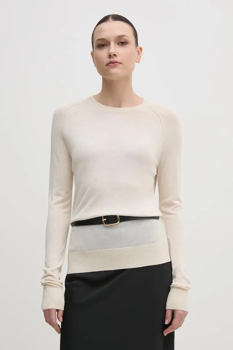 maglione con aggiunta di seta colore beige K20K208199