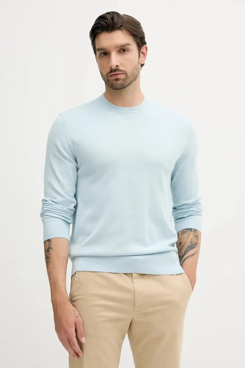 maglione in cotone colore bianco LV040BM343 Blu