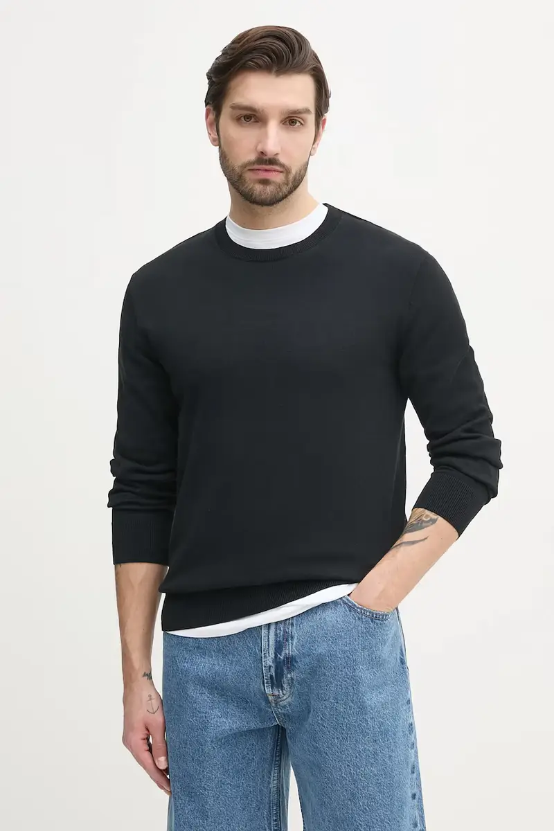 maglione in cotone uomo colore nero LV040BM343