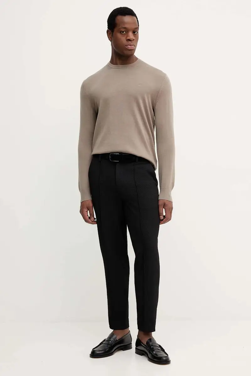 maglione in lana uomo colore marrone LV04LB305G Beige miniatura 2