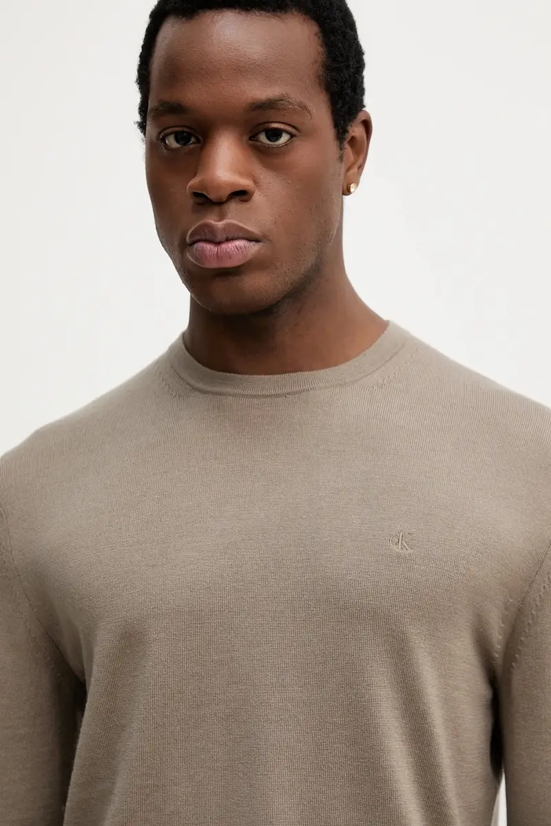 maglione in lana uomo colore marrone LV04LB305G Beige miniatura 4