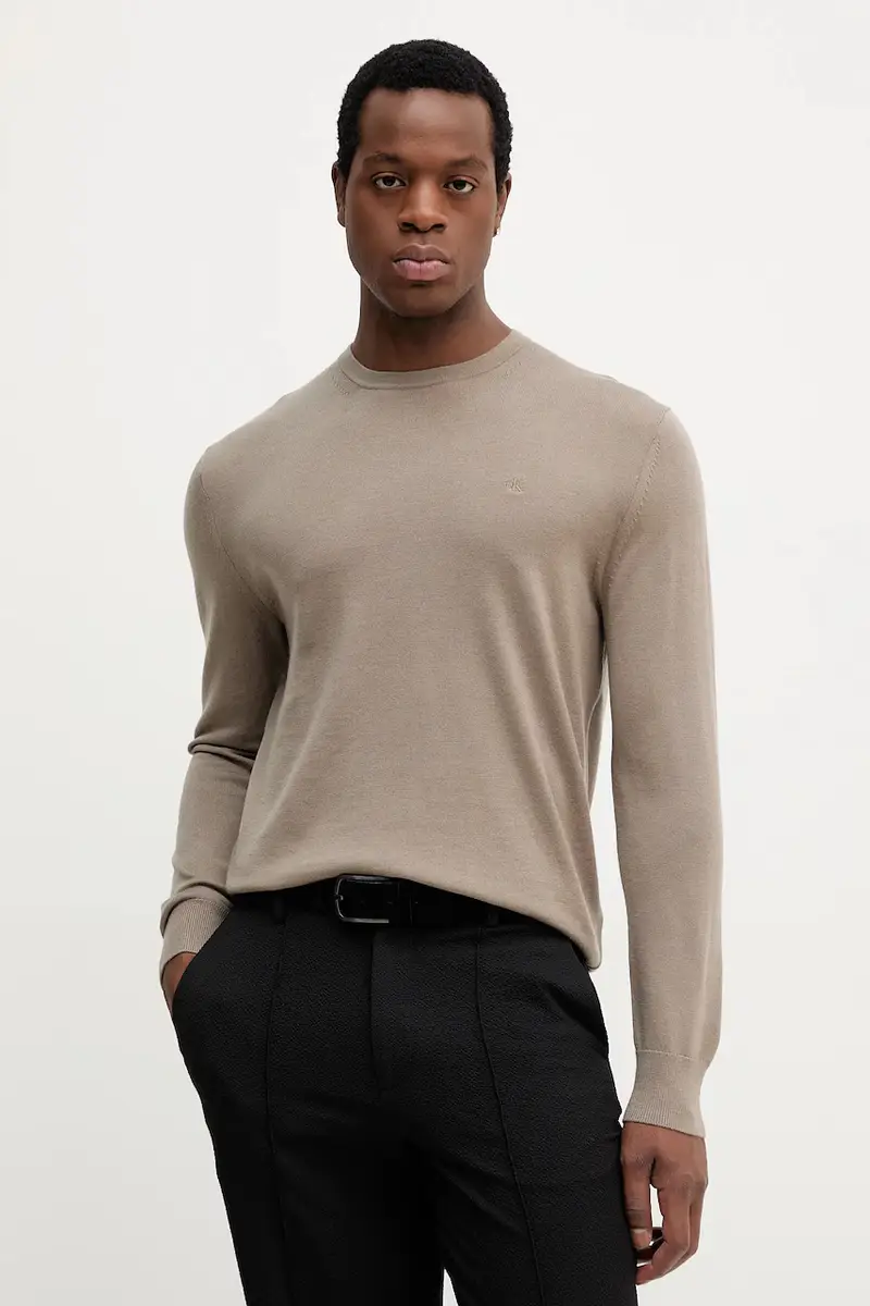 maglione in lana uomo colore marrone LV04LB305G Beige