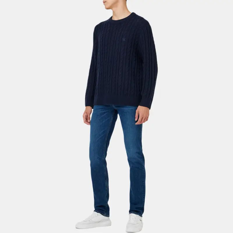 Maglione Uomo Calvin Klein Maglia a Cavi Girocollo Manica Lunga Blu Navy J327405-CHW S miniatura 2