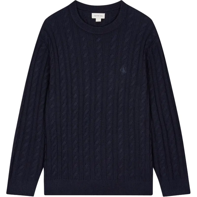 Maglione Uomo Calvin Klein Maglia a Cavi Girocollo Manica Lunga Blu Navy J327405-CHW S