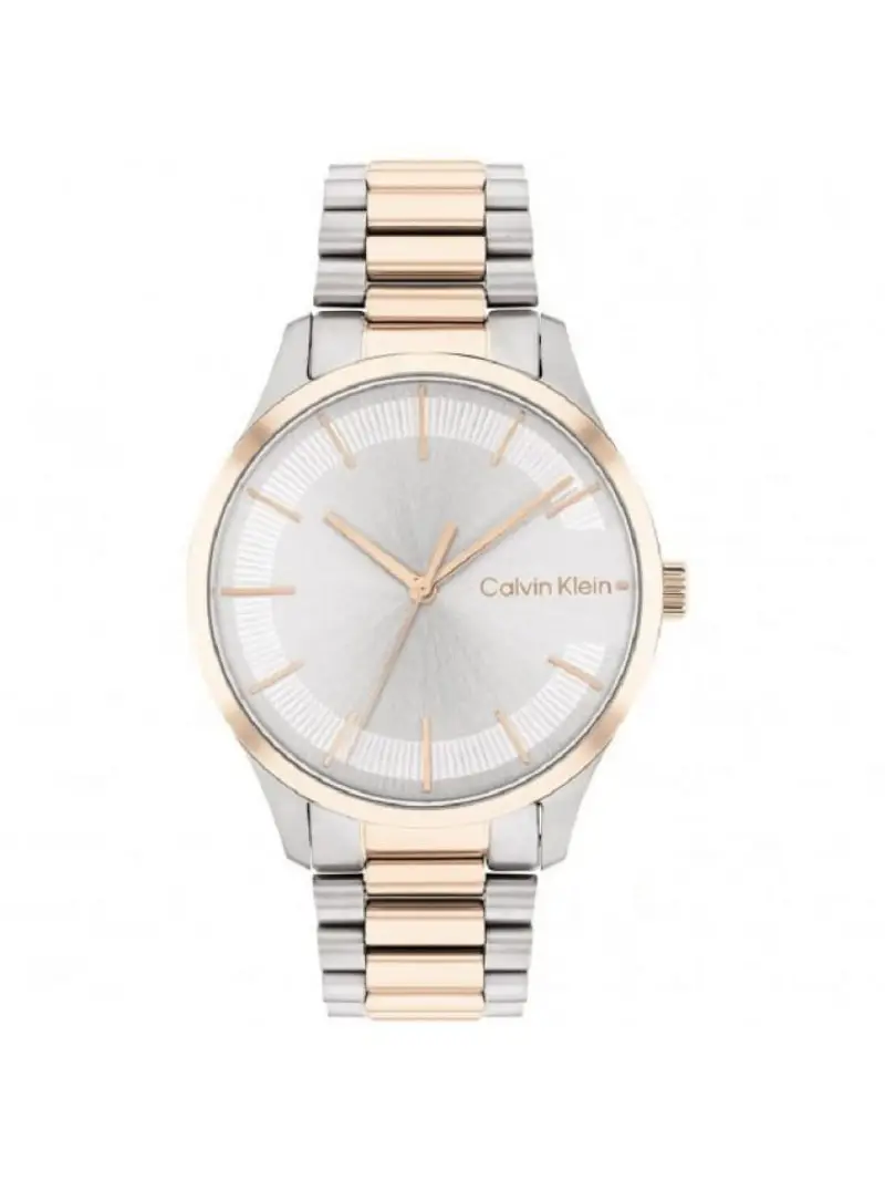 orologio ck iconic 35mm 3h white two tone ss brac