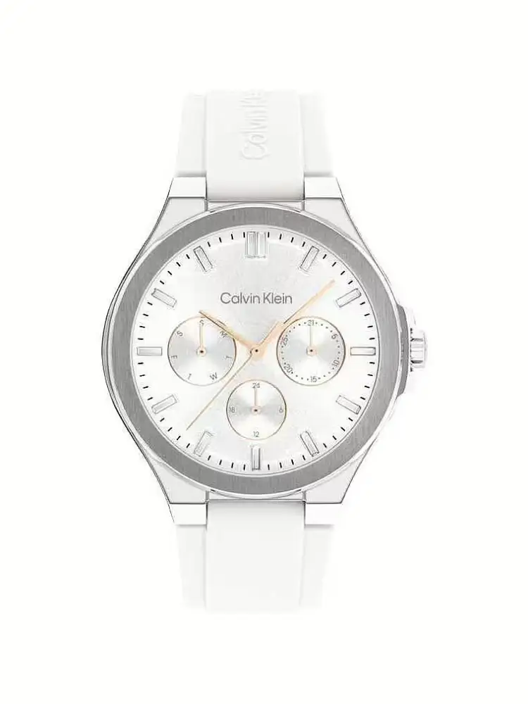 orologio con cassa in acciaio argentato con lancette in oro rosato