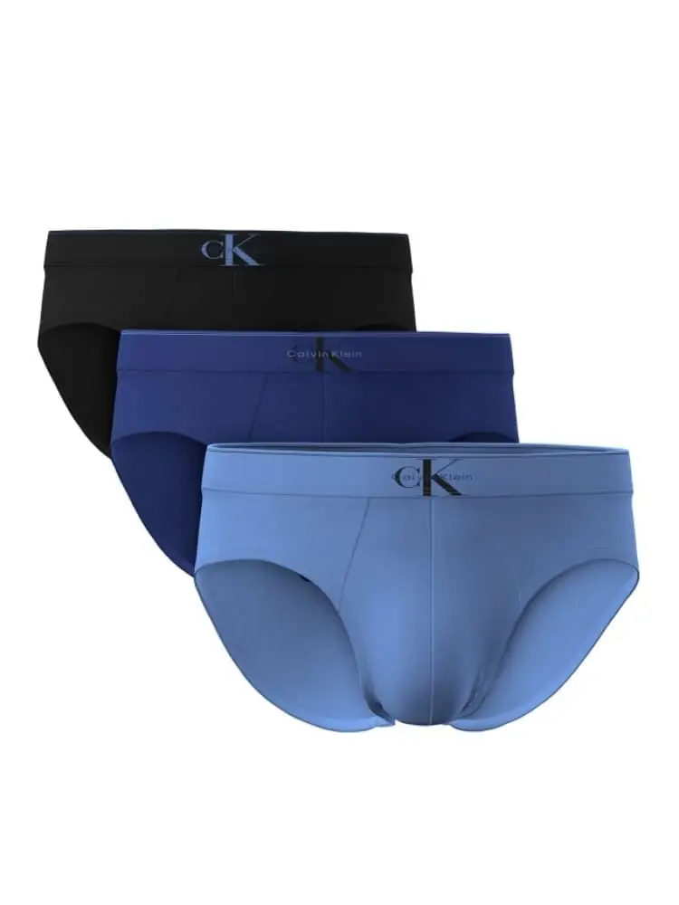 pack di 3 slip uomo nero, blu e azzurro con logo