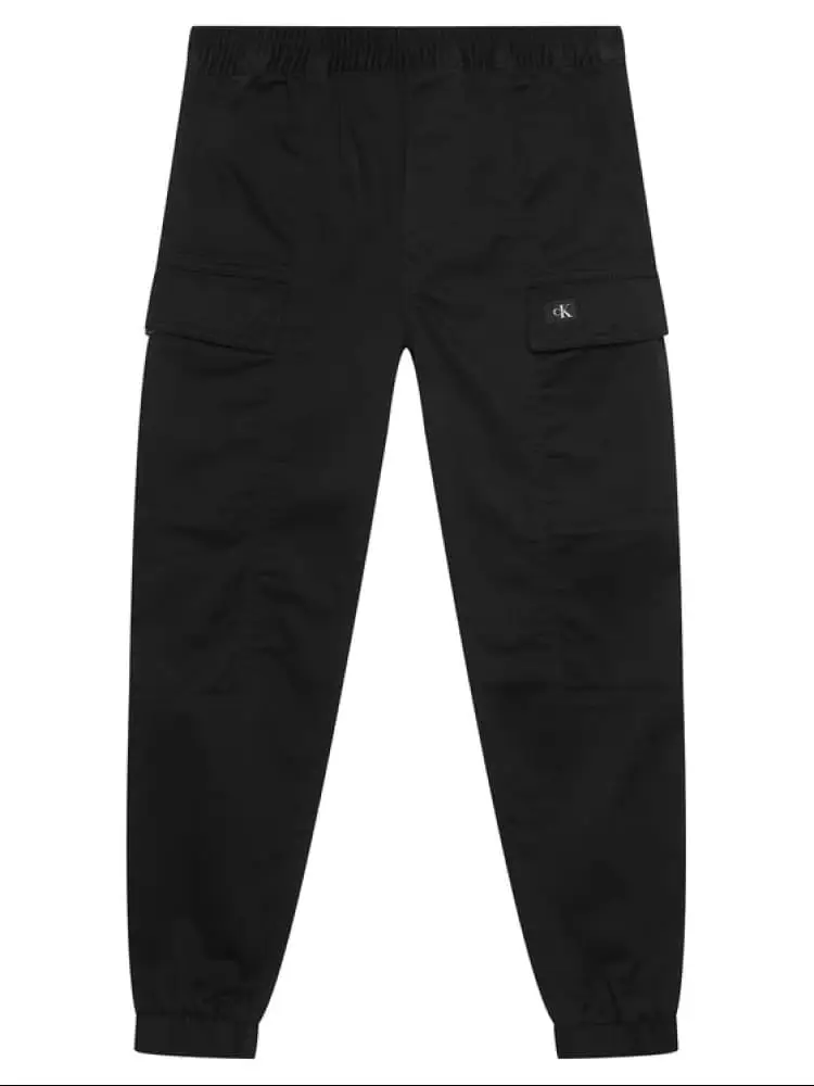 pantalone cargo in cotone nero con logo