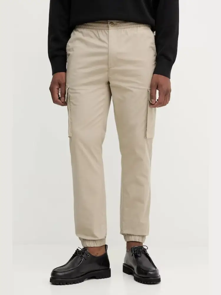 pantalone cargo skinny in cotone elasticizzato beige