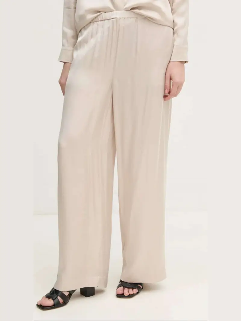 Calvin Klein pantalone crema donna satinato micro logo sul lato