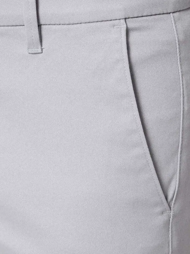 pantalone grigio chiaro uomo in cotone mini logo sul retro miniatura 3