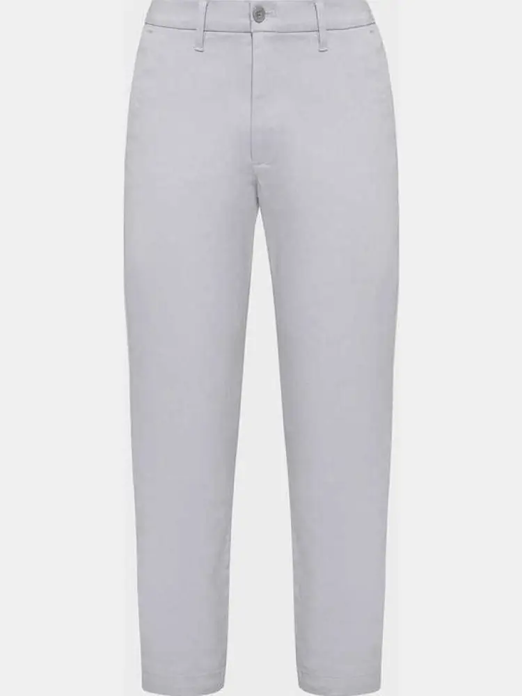 pantalone grigio chiaro uomo in cotone mini logo sul retro