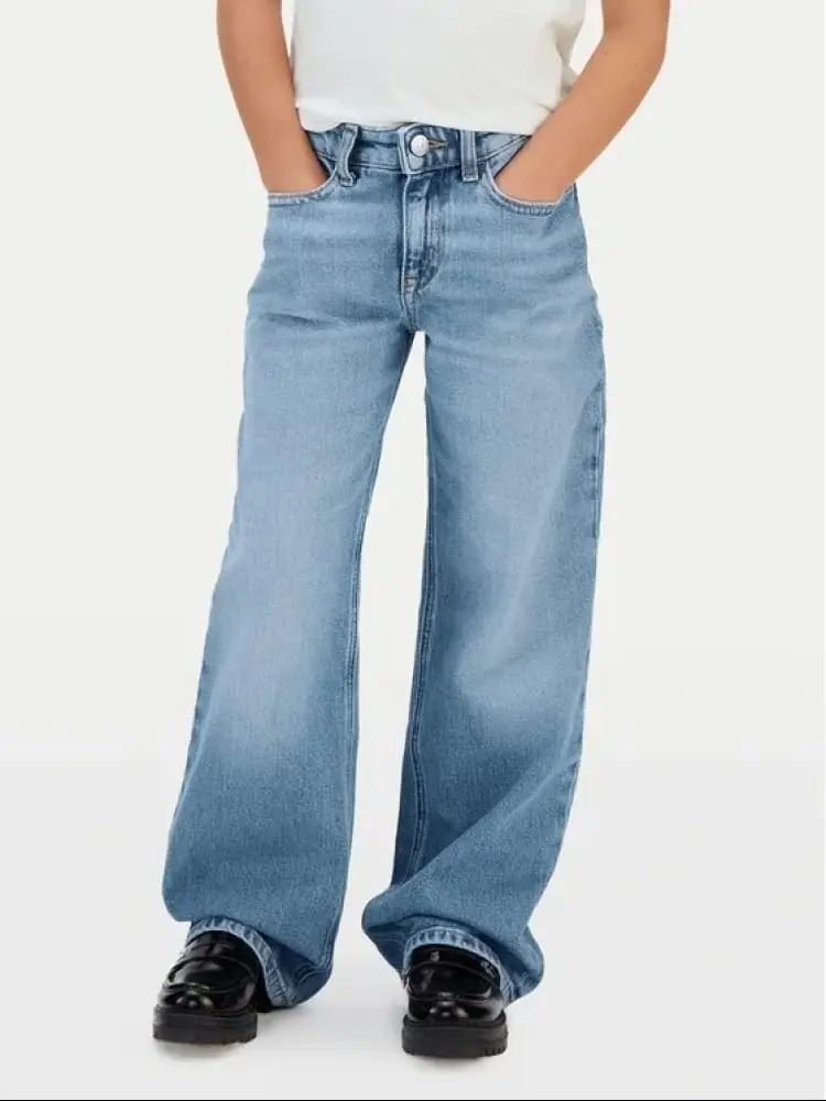 pantalone in denim bambina con logo