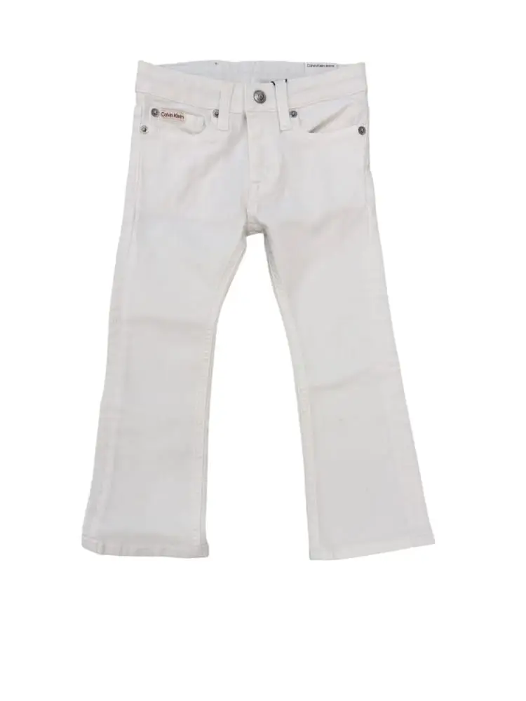 pantalone in denim bianco bambina con logo