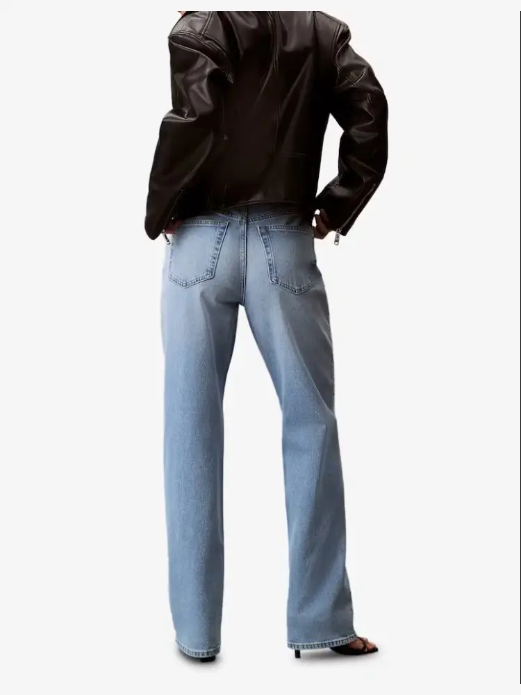 pantalone in denim chiaro donna patch logo sul retro miniatura 2